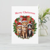 Weihnachtskarten für Katzen Feiertagskarte (Stehend Vorderseite)