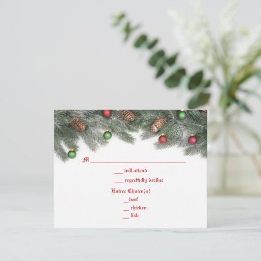 Weihnachtskarten für Pine Ornament RSVP Karte (Stehend Vorderseite)