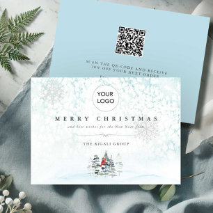 Weihnachtskarten für Unternehmen mit Logo und QR-C Einladung