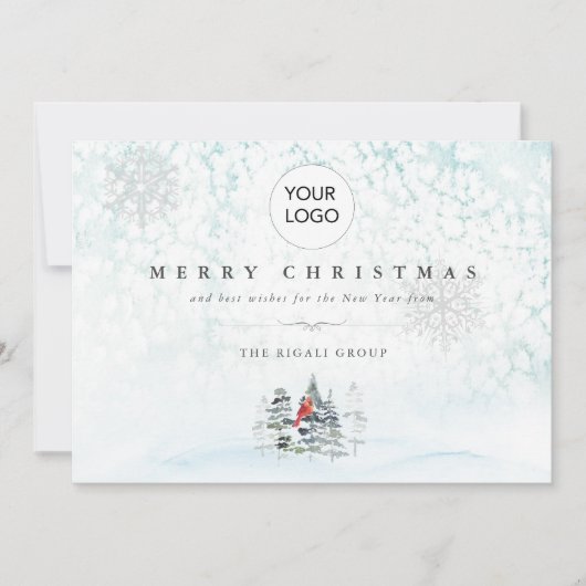 Weihnachtskarten für Unternehmen mit Logo und QR-C Einladung (Vorderseite)