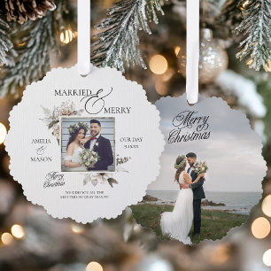 Weihnachtskarten für verheiratete und fröhliche Fo Ornament Karte