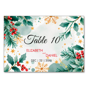 Weihnachtskarten für Wasserfarben - Holly Tischnum Tischnummer