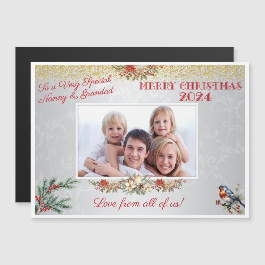 Weihnachtskarten-Geschenk für Großeltern Magnet (Vorne/Hinten)