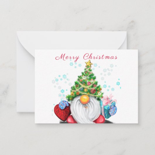 Weihnachtskarten Gnome mit Geschenken Mitteilungskarte (Vorderseite)