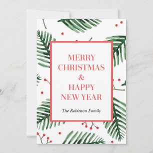 Weihnachtskarten im Evergreen, Happy New Year Chic Feiertagskarte
