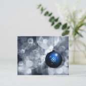 Weihnachtskarten in Silber und Blau Feiertagspostkarte (Stehend Vorderseite)