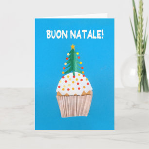 Weihnachtskarten-italienischer kleiner Kuchen mit Feiertagskarte