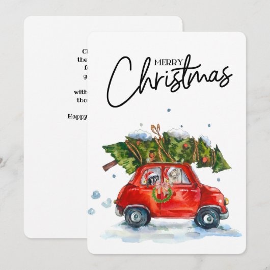 Weihnachtskarten-Jungtiere mit Baum (Vorne/Hinten)