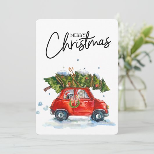 Weihnachtskarten-Jungtiere mit Baum (Stehend Vorderseite)