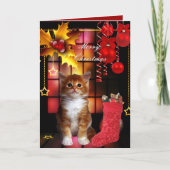 Weihnachtskarten Kätzchen Kitten Feiertagskarte (Vorderseite)