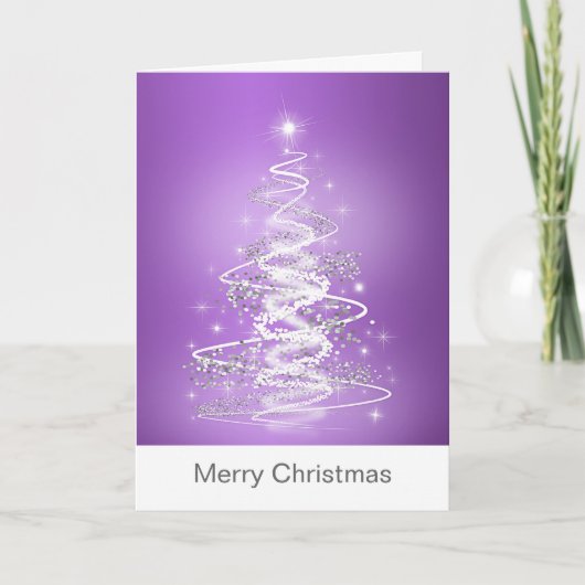 Weihnachtskarten mit Baum in Lila Feiertagskarte (Vorderseite)