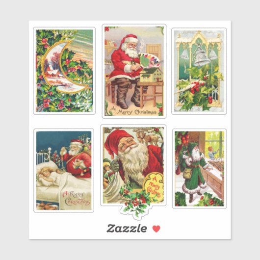 Weihnachtskarten mit dem Weihnachtsmann Aufkleber (Blatt)