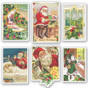 Weihnachtskarten mit dem Weihnachtsmann Aufkleber