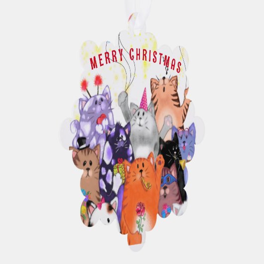 Weihnachtskarten mit Happy Cat Party Ornament Karte (Rechts)