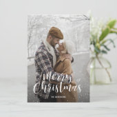 Weihnachtskarten mit lila Foto Feiertagskarte (Stehend Vorderseite)