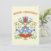 Weihnachtskarten mit Lovebirts und Blüten Einladung (Stehend Vorderseite)