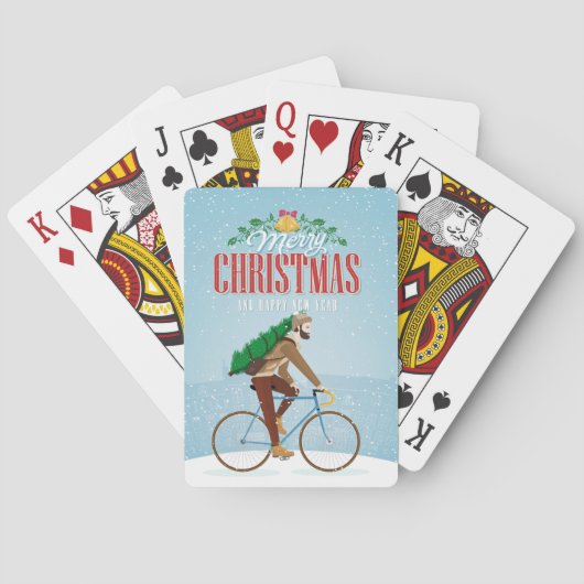 Weihnachtskarten mit Mann auf Fahrrad Spielkarten (Rückseite)