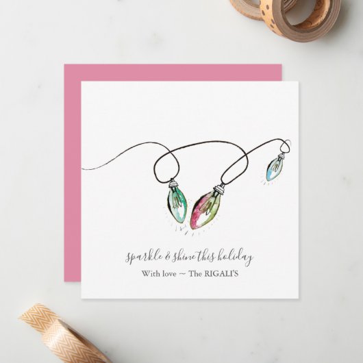 Weihnachtskarten mit moderner Leuchtenreihe Mitteilungskarte (Vorderseite/Rückseite Beispiel)