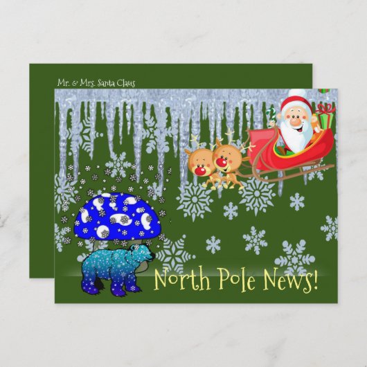 Weihnachtskarten Nordpol Polar Bär Santa Postkarte (Vorne/Hinten)