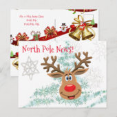 Weihnachtskarten Nordpol Rentiere Postkarte (Vorne/Hinten)