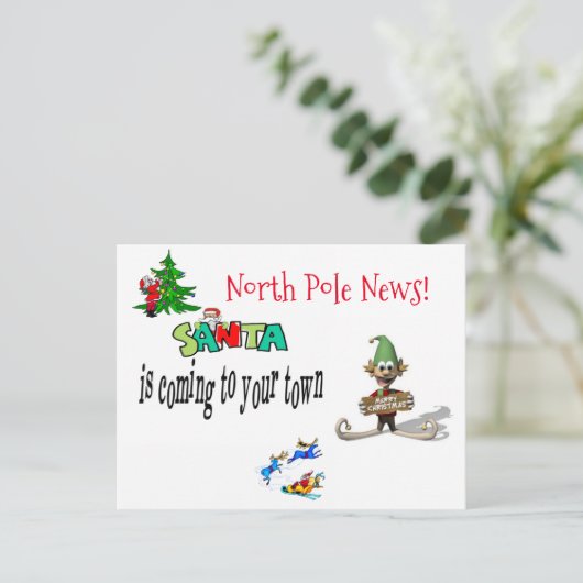 Weihnachtskarten Nordpol Santa Elf Postkarte (Stehend Vorderseite)