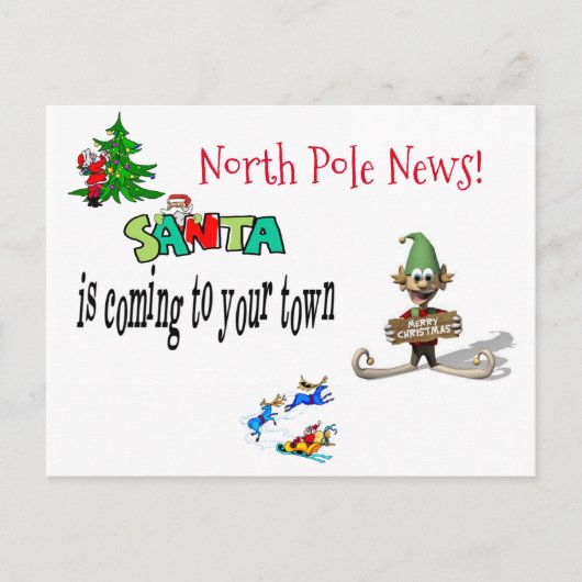 Weihnachtskarten Nordpol Santa Elf Postkarte (Vorderseite)