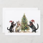 Weihnachtskarten Papier rustikale Design Katzen Feiertagskarte (Vorne/Hinten)