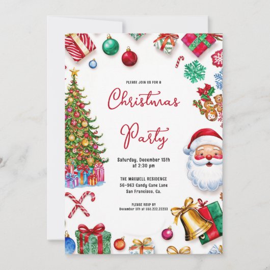 Weihnachtskarten Party Einladung Cookie & Candy (Vorderseite)