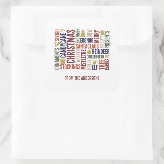 Weihnachtskarten Quadratischer Aufkleber (Tasche)