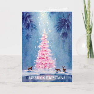 Weihnachtskarten Rosa Baum Feiertagskarte