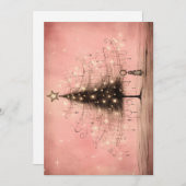 Weihnachtskarten - Rosa Weihnachtsbaum Feiertagskarte (Vorne/Hinten)