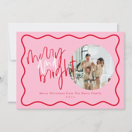 Weihnachtskarten | Rote und rosa Ferienkarten Einladung (Vorderseite)