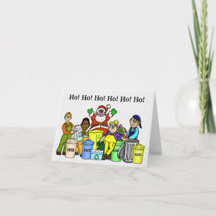Weihnachtskarten-Santa und Müllmänner recyceln Karte
