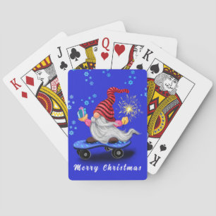 Weihnachtskarten Skater Gnome mit Geschenk Spielkarten