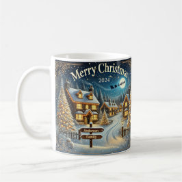 Weihnachtskarten-Tasse mit Snowy Village Design Kaffeetasse