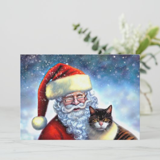 Weihnachtskarten und Katzen-Flachbildschirm Mitteilungskarte (Stehend Vorderseite)