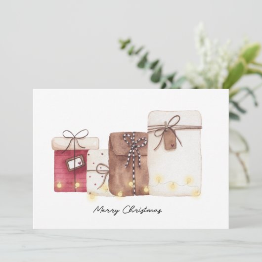 Weihnachtskarten und Lichter Einladung (Stehend Vorderseite)