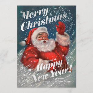 Weihnachtskarten Vintage Weihnachtsmann Faux-Folie Einladung