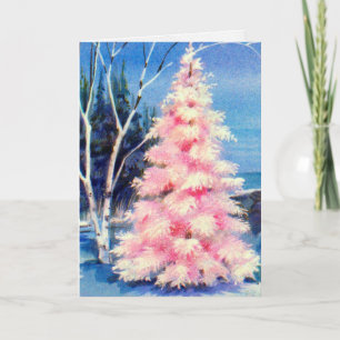 Weihnachtskarten Vintager Rosa Baum Feiertagskarte