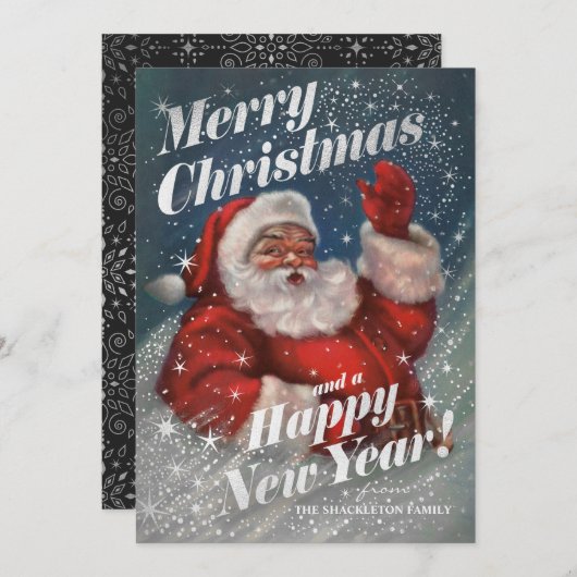 Weihnachtskarten Vintager Weihnachtsmann Imitate F Einladung (Vorne/Hinten)