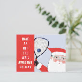 Weihnachtskarten von Racquetball Feiertagspostkarte (Stehend Vorderseite)