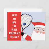 Weihnachtskarten von Racquetball Feiertagspostkarte (Vorne/Hinten)