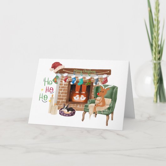 Weihnachtskarten von Santa Slippers Dankeskarte (Vorderseite)