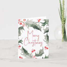 Weihnachtskarten Wasserfarben Botanische Holly Feiertagskarte