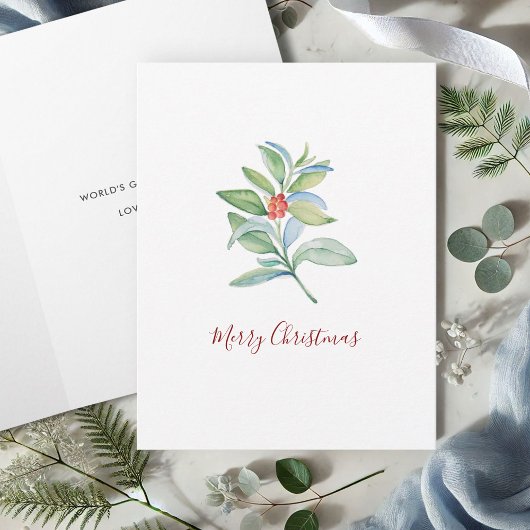Weihnachtskarten Wasserfarbene Botanische Berries Feiertagskarte