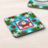 Weihnachtskartendesign mit Weihnachtsmann Getränkeuntersetzer (Linke Seite)
