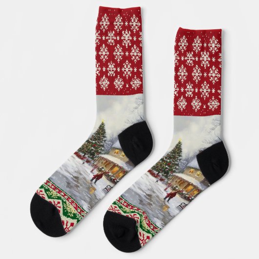 Weihnachtskartenszene Socken (Linkes Detail)