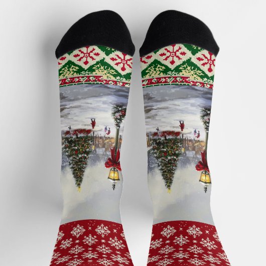 Weihnachtskartenszene Socken (Oben)