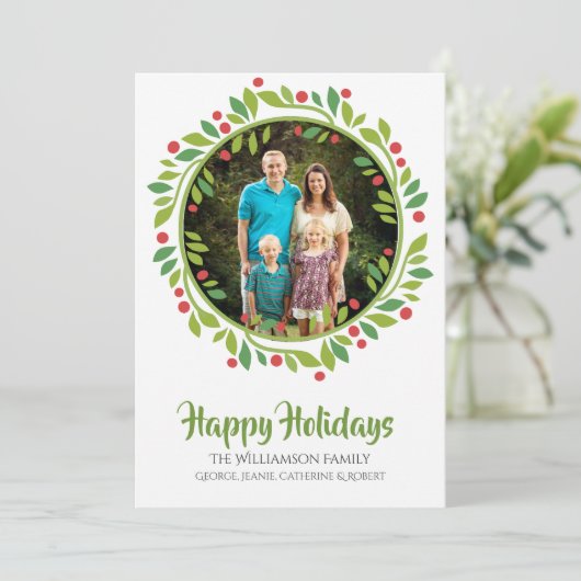 Weihnachtskartentafel Red Berry Feiertagskarte (Stehend Vorderseite)