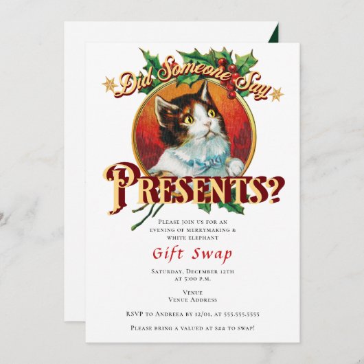 Weihnachtskartentausch Weihnachtsfeiertage Party Einladung (Vorne/Hinten)